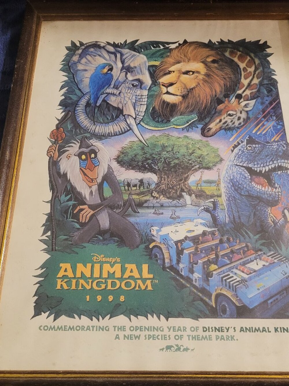 Disney’s Animal Kingdom 1998 Commemorative Poster — Framed Official Walt Disney